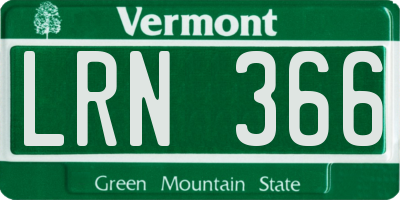 VT license plate LRN366