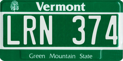VT license plate LRN374