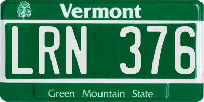 VT license plate LRN376