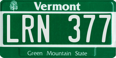 VT license plate LRN377