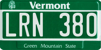 VT license plate LRN380