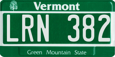 VT license plate LRN382