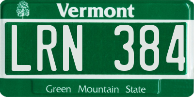 VT license plate LRN384