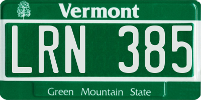VT license plate LRN385