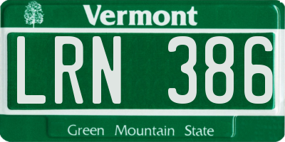 VT license plate LRN386