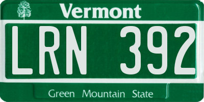 VT license plate LRN392