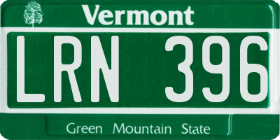 VT license plate LRN396