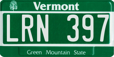 VT license plate LRN397