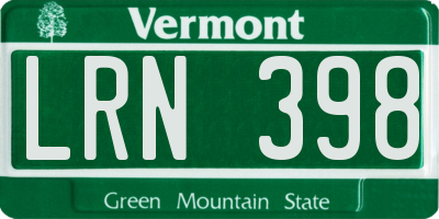 VT license plate LRN398