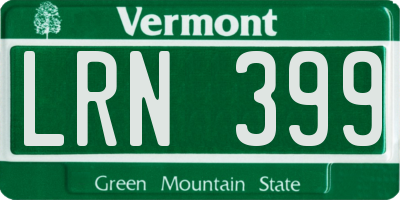 VT license plate LRN399