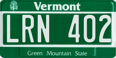 VT license plate LRN402
