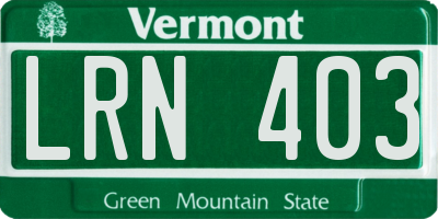 VT license plate LRN403