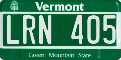 VT license plate LRN405