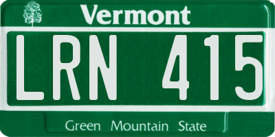 VT license plate LRN415