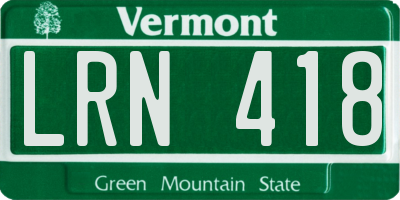 VT license plate LRN418