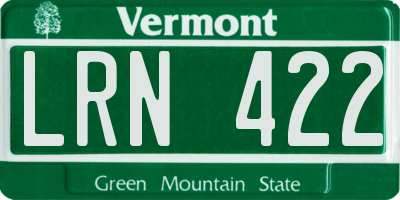 VT license plate LRN422