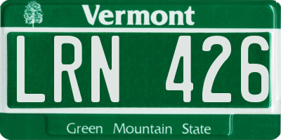 VT license plate LRN426