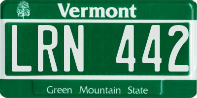 VT license plate LRN442