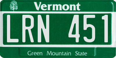 VT license plate LRN451