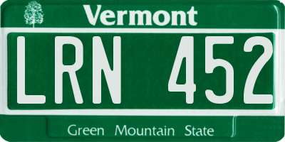 VT license plate LRN452