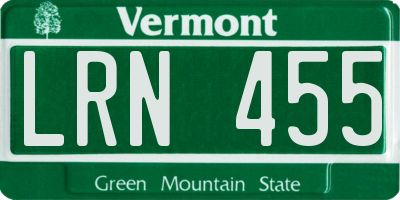 VT license plate LRN455