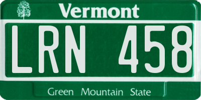 VT license plate LRN458