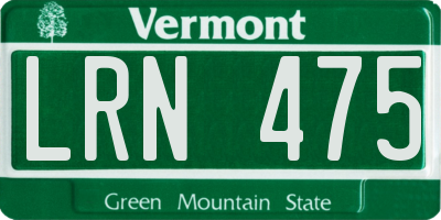 VT license plate LRN475