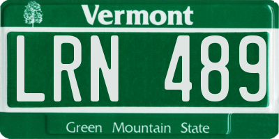 VT license plate LRN489