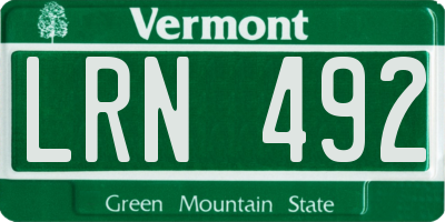 VT license plate LRN492
