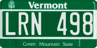 VT license plate LRN498