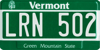 VT license plate LRN502