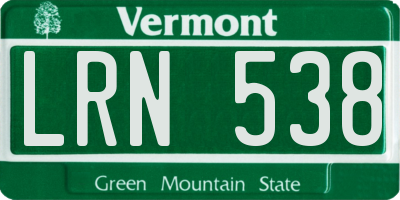 VT license plate LRN538