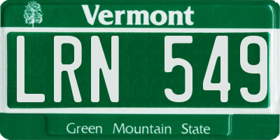 VT license plate LRN549