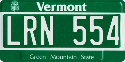 VT license plate LRN554