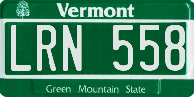 VT license plate LRN558