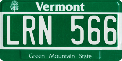 VT license plate LRN566