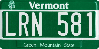 VT license plate LRN581