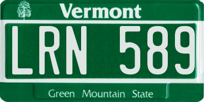VT license plate LRN589