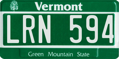VT license plate LRN594
