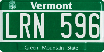 VT license plate LRN596