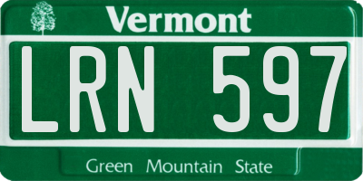 VT license plate LRN597