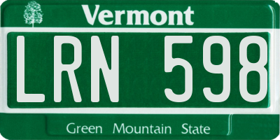 VT license plate LRN598