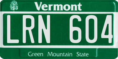 VT license plate LRN604