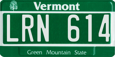 VT license plate LRN614