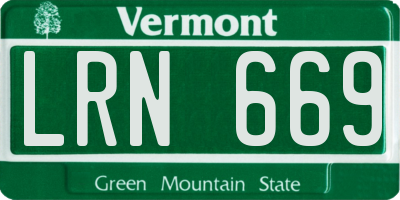 VT license plate LRN669