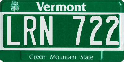 VT license plate LRN722