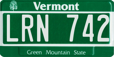 VT license plate LRN742
