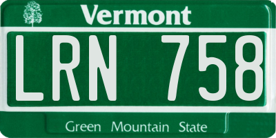 VT license plate LRN758