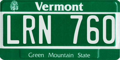 VT license plate LRN760