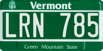 VT license plate LRN785